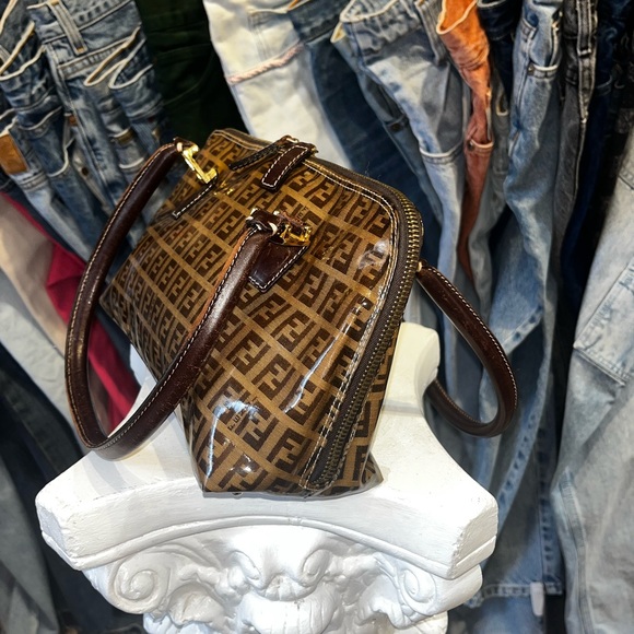 Vintage Y2K Fendi Plastic Covered Zucca FF Logo Shoulder Bag - Picture 3 of 8